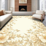 Classic Botanical Area with Graceful Floral for Cozy Ambiance(Beige)