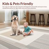 Modern Geometric Stripe Area Beige & Light Grey Contemporary Design(Gray)