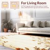 Vintage Floral Brown Beige Hallway Area Non Slip Kitchen(Beige)