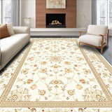 Stylish Square Area with Timeless Floral Motifs in Warm Cream Tones(Beige)