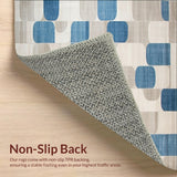 Modern Patchwork Beige & Blue Geo Art for Interior(Beige)