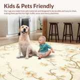 Elegant Floral with Non Slip Backing and Delicate Beige Blossoms(Beige)