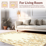 Classic Botanical Area with Graceful Floral for Cozy Ambiance(Beige)