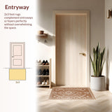 Yellowbrown Cream Tribal Entryway Area(Brown)