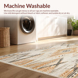 Boho Accent Non Slip Backing Distressed Geometric(Beige)