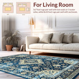 Retro Blue Floral Motif(Blue)