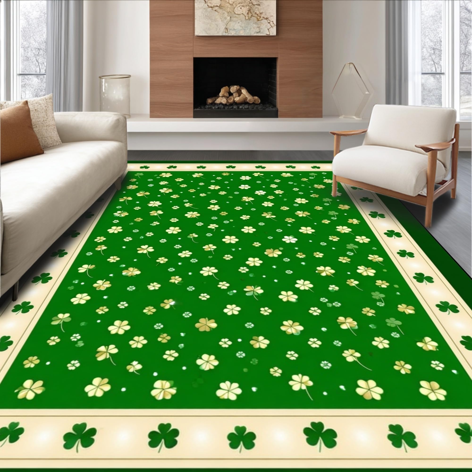 Vibrant Lucky Clover Aesthetic Rug – ODIKA