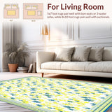 Charming Small Carpet Displaying Whimsical Floral Motifs(Yellow)
