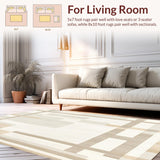 Modern Ivory Beige Accent with Intersecting Geometric Forms(Beige)