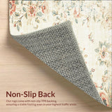 Retro Beige Area Distressed Floral for Home Entrance(Beige)