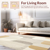 Textured Beige Area Abstract Design(Beige)