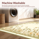 Elegant Garden Floral Area Indoor Entrance Mat Non Slip Hallway Runner(Beige)