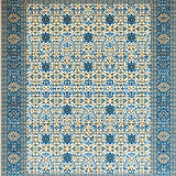 Cerulean Dream Area Beige Floral Artistic Floor Covering(Blue)