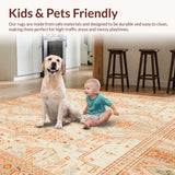 Beige Orange Non Slip Runner with Boho(Ivory)
