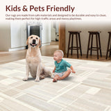 Modern Geometric Non Slip Neutral Patterned Stain Proof(Beige)