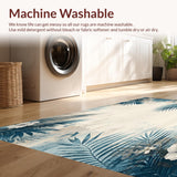 Eclectic Floral Palm Print Accent in Blue Grey Beige(Blue)