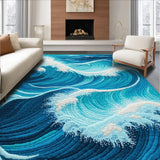 Ocean Blue Wave Poolside Entryway Mat(Blue)