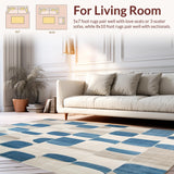 Modern Patchwork Beige & Blue Geo Art for Interior(Beige)