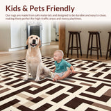 Modern Abstract Lines Area with Interlocking Geometric Shapes Design(Beige)