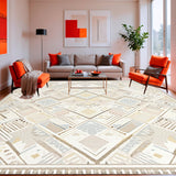 Artisan Geometric Area with Interlaced Diamond Shapes and Calming Neutrals(Beige)