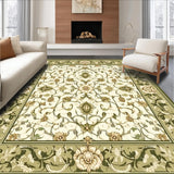 Sophisticated Olive Area with Detailed Scrollwork and Floral Motifs(Beige)