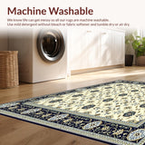 Vintage Floral Beige Blue Hallway(Beige)