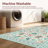 Aqua Bloom Floral Tile with Peach Highlights(Beige)