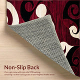 Modern Beige Runner Elegant Burgundy & Black Swirls(Red)