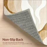 Abstract Waves Area for Home Decor Artistic Swirl Design(Beige)