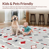 Rustic Red and Grey Tiled Motif(Gray)