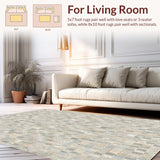 Abstract Mosaic Tile Beige Grey Area Artistic Floor(Beige)