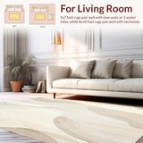 Abstract Waves Area Modern Sculpted Beige Cream(Beige)
