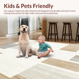 Modern Geo White and Beige Contemporary Floor Art(Beige)