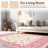 Elegant Staircase Runner with Floral Motifs(Red)
