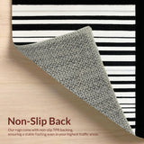 Modern Contrast Striped with Bold Black and White Linear Motifs(Black)