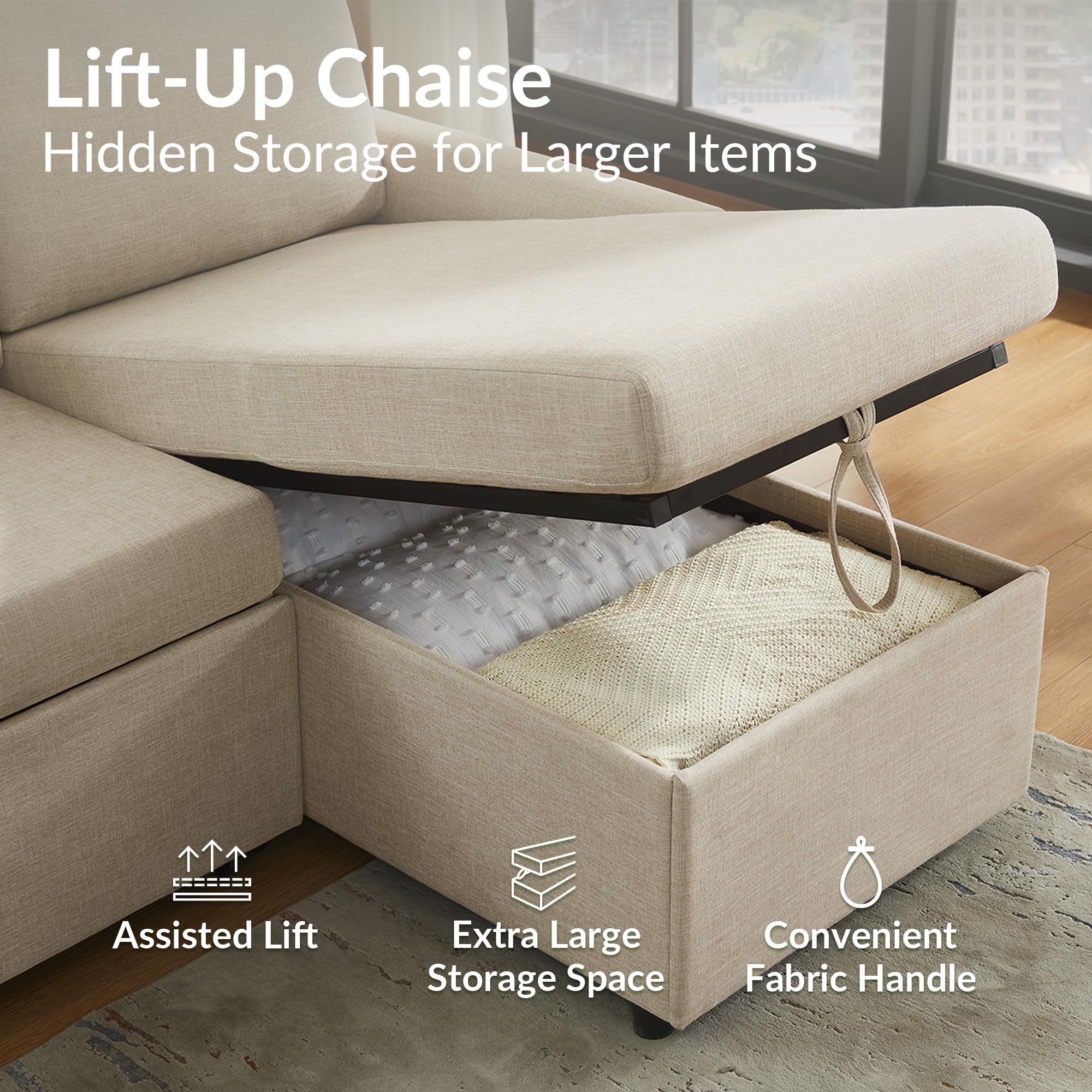 ODIKA Sleeper Sofa Additional Chaise – Chaise for Upgrading Your Existing L - ODIKA