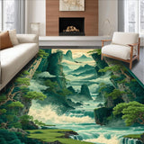 Lively Optical Graphic with Cranes(Green)