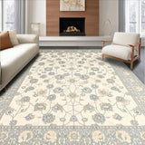 Floral Patchwork Beige & Gray Geometric Design(Beige)