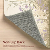 Elegant Wildflower Area Pair Beige Cushioned Kitchen Floor Mat(Beige)
