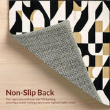 Minimalist Geometric Black White Beige Bathroom Area(Black)