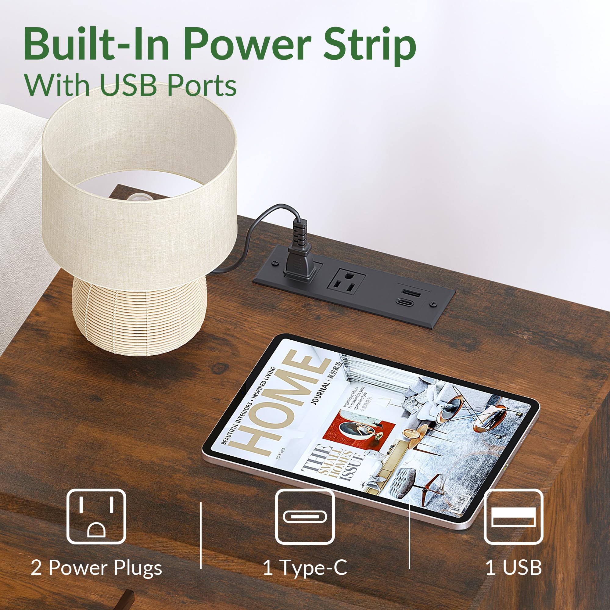 ODIKA Everyday Side Table with Fast Charging Station - ODIKA