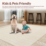 Artful Curved Area Beige Linen with Decorative Woven Band Design(Beige)