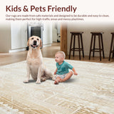 Modern Beige Geometric Area Distressed Design(Beige)