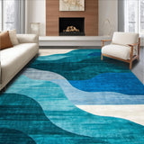 Vibrant Teal Grey Geometric Motif(Blue)
