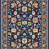 Stylish Area with Elegant Dual Tone Blue and Orange Floral(Blue)