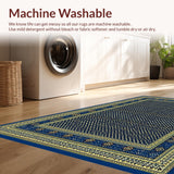 Artisan Geometric Area with Deep Blue and Gold Motifs(Blue)