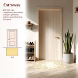 Creamy Beige Featuring Elegant Vintage Floral Motifs with Non Slip Backing(Beige)