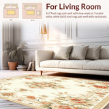 Elegant Entryway Beige Floral Medallion Motif(Beige)