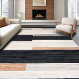 Boho Chic Black and Beige Area Abstract Stripe(Beige)