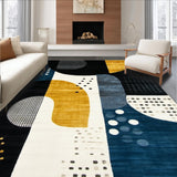 Modern Abstract Spotted Area with Navy and Mustard Accents(Gold)